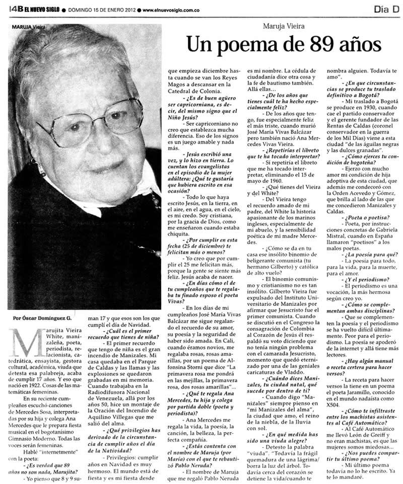 Un poema de 89 años. Entrevista a Maruja Vieira